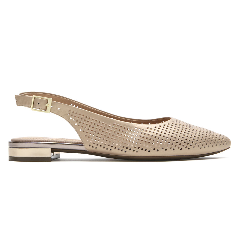 Rockport Flats Sko Dame Beige - Total Motion Adelyn Slingback - AVQJ25498